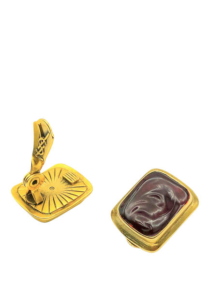 Pre-loved Vintage YSL Pate De Verre Clip-On Earrings, Red - view 2, Red