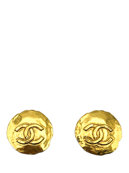 Pre-loved Vintage CHANEL CC Logo Coin Earrings, Circa 1980s, Gold, Gold