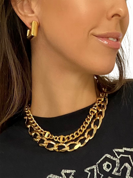 Pre-loved Vintage Christian Dior Square Clip-On Hoop Earrings, Gold - view 2, Gold