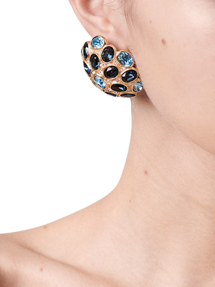 Pre-loved Vintage Dior Sapphire Clip-On Earrings, Blue - view 2, Blue