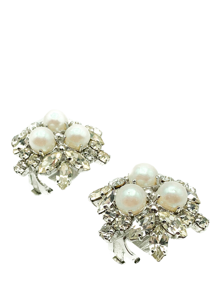 Pre-loved Vintage Dior Pearl Star Clip-On Earrings, Dated 1966 - view 2, Pearl