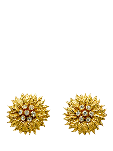 Pre-loved Vintage Dior Sunflower Clip-On Earrings, Circa 1980s, Gold, Gold