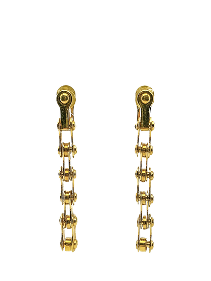 Pre-loved Vintage Christian Dior Galliano Bike Chain Clip-On Earrings, Dated 2000, Gold