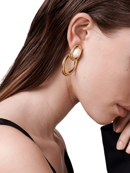 Pre-loved Vintage Givenchy Doorknocker Clip-On Earrings, Gold - view 2, Gold