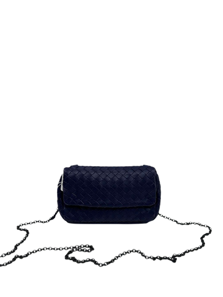 Pre-loved Bottega Veneta Intrecciato Leather Crossbody Pouch Bag, Blue, Blue