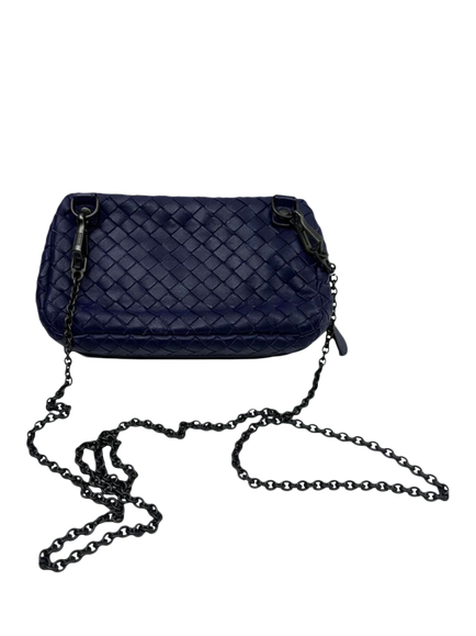 Pre-loved Bottega Veneta Intrecciato Leather Crossbody Pouch Bag, Blue - view 2, Blue