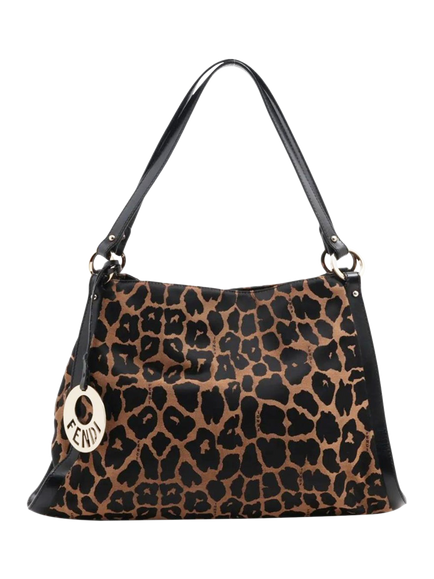 Pre-loved Fendi Leopard Shoulder Bag, Brown, Brown