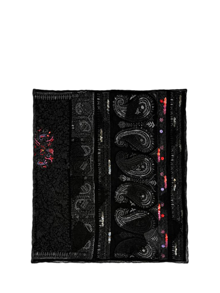 Pre-loved Etro Black Beaded Silk Scarf, Black, Black