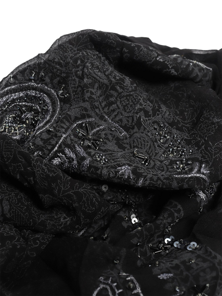 Pre-loved Etro Black Beaded Silk Scarf, Black - view 2, Black