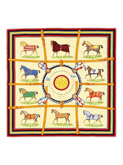 Pre-loved Hermès Silk Horse Printed Scarf, Multi, Multi