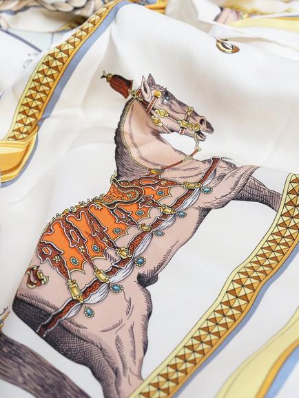 Pre-loved Hermès Silk Horse Printed Scarf, Multi - view 2, Multi