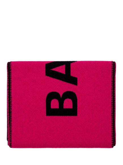 Pre-loved Balenciaga Logo Wool Scarf, Pink/Black, Pink/Black