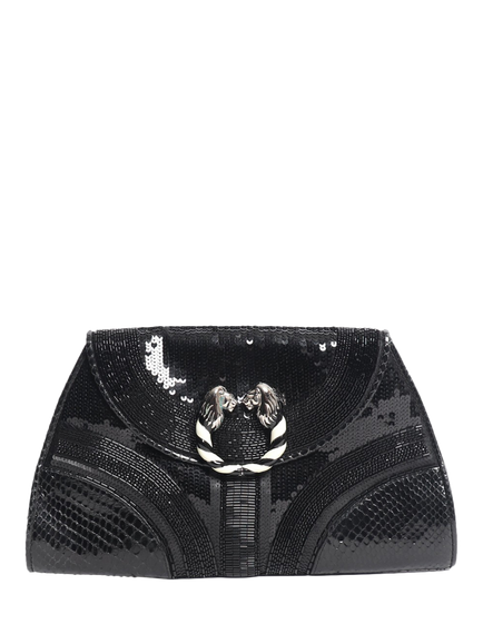 Pre-loved Bvlgari Sequin Embellished Leoni Clutch, Black, Black