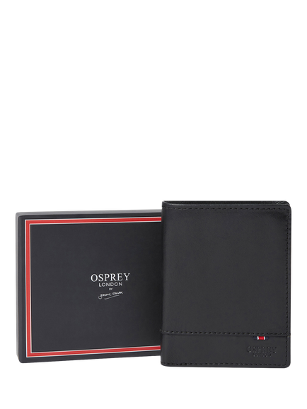 OSPREY LONDON London Leather Coin Pocket Wallet, Black