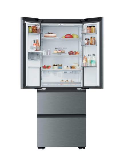 Haier HFKR3718EWMM Freestanding 60/40 Fridge Freezer, Inox - view 2, Inox