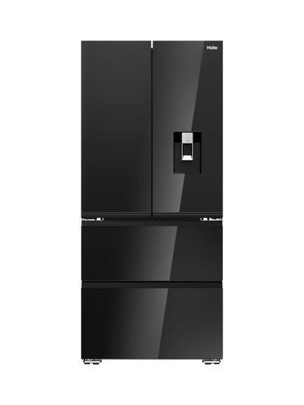 Haier FD 83 Series 7 HFKR7819DWGB Freestanding 60/40 Fridge Freezer, Obsidian Black Glass, Obsidian Black Glass