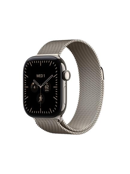 Apple Watch Series 12 GPS + Cellular, 42mm, Titanium Case, Milanese Loop, Natural/Natural, Natural
