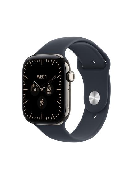 Apple Watch Series 12 GPS + Cellular, 46mm, Titanium Case, Sport Band, Natural/Navy Blue, Natural