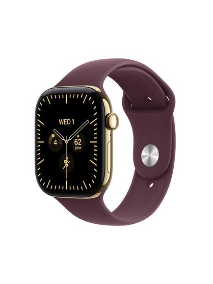 Apple Watch Series 12 GPS + Cellular, 46mm, Titanium Case, Sport Band, Radiant Gold/Burgundy, Radiant Gold