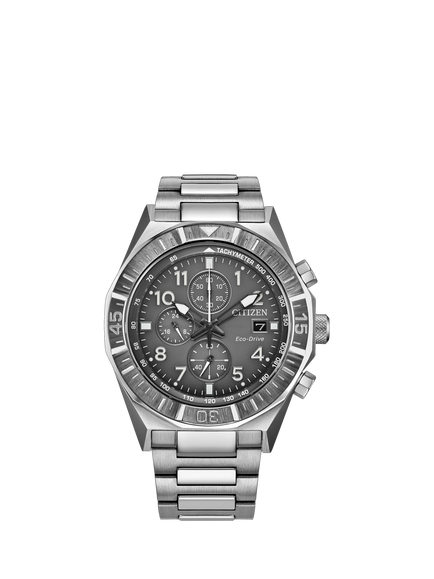 Citizen CA0890-54H Men's Nighthawk Chronograph 42mm Round Bracelet Strap Watch, Silver, Silver Tone
