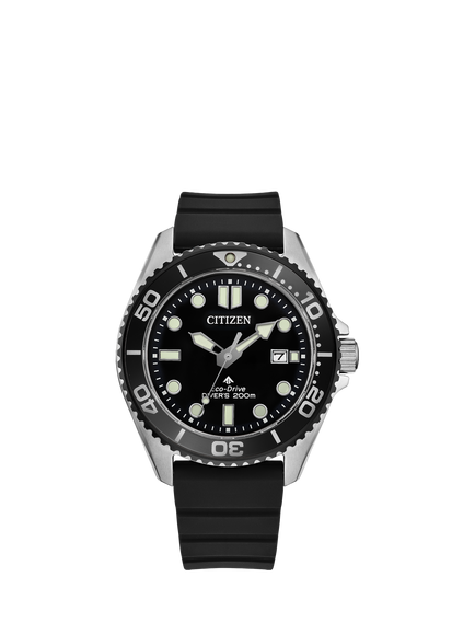 Citizen BN0266-07E Men's PROMASTER Round Rubber Strap Watch, Silver, Silver Tone