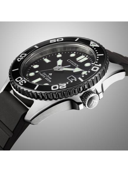 Citizen BN0266-07E Men's PROMASTER Round Rubber Strap Watch, Silver - view 2, Silver Tone