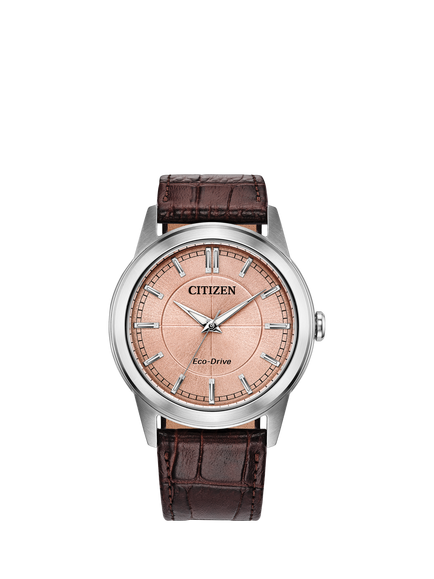 Citizen AW2110-14Z Men's' Rolan Eco-Drive Leather Strap Watch, Silver, Silver Tone