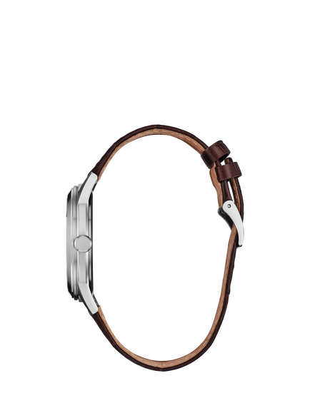 Citizen AW2110-14Z Men's' Rolan Eco-Drive Leather Strap Watch, Silver - view 2, Silver Tone