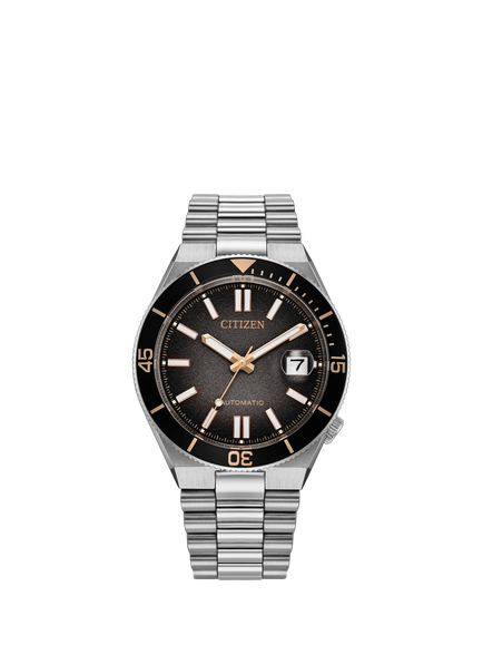 Citizen NJ0238-57E Men's TSUYOSA Shore Timeslip Automatic 40mm Round Bracelet Strap Watch, Silver, Silver Tone