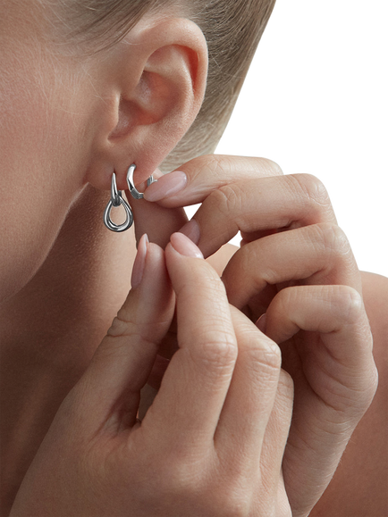 Dinny Hall Raindrop Double Link Stud Earrings, Silver - view 2, Silver