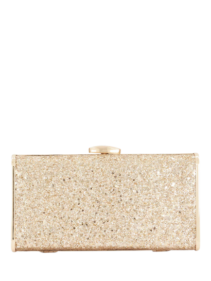 Dune London Bracing Glitter Embellished Clutch Bag, Gold - view 2, Gold