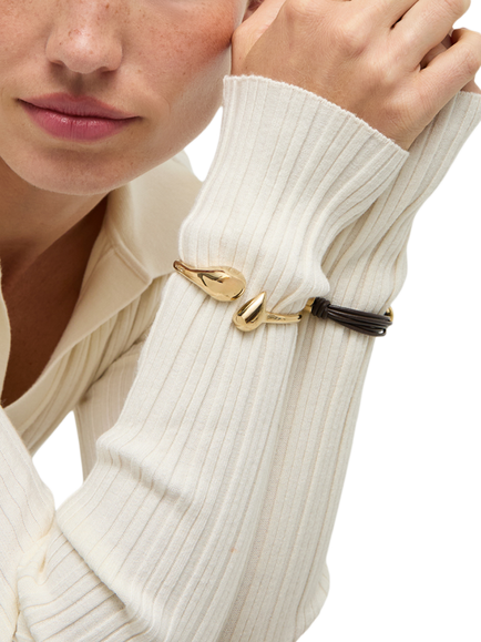 UNOde50 Sculpted Hinge Bracelet, Gold, Large - view 2, Gold