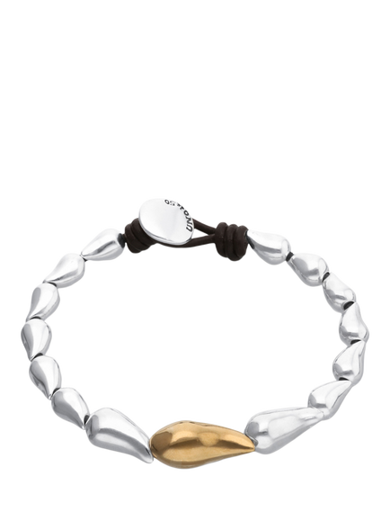 UNOde50 Two Tone Beaded Bracelet, Silver/Gold, Large, Silver/Gold