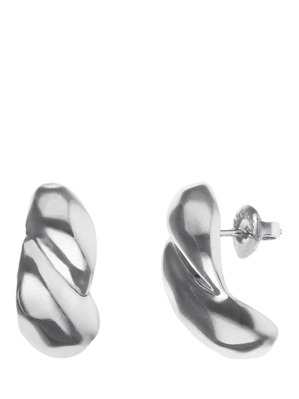 UNOde50 Curved Double Drop Earrings, Silver