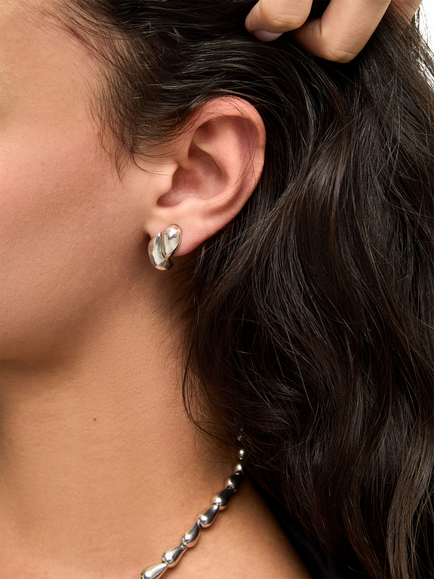 UNOde50 Curved Double Drop Earrings - view 2, Silver