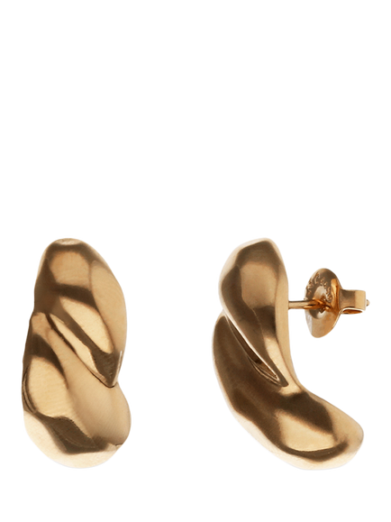 UNOde50 Curved Double Drop Earrings, Gold