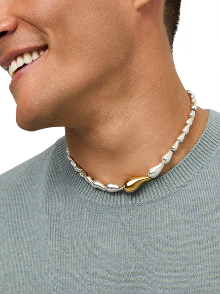 UNOde50 Two Tone Beaded Necklace, 	Silver/Gold - view 2, Silver/Gold