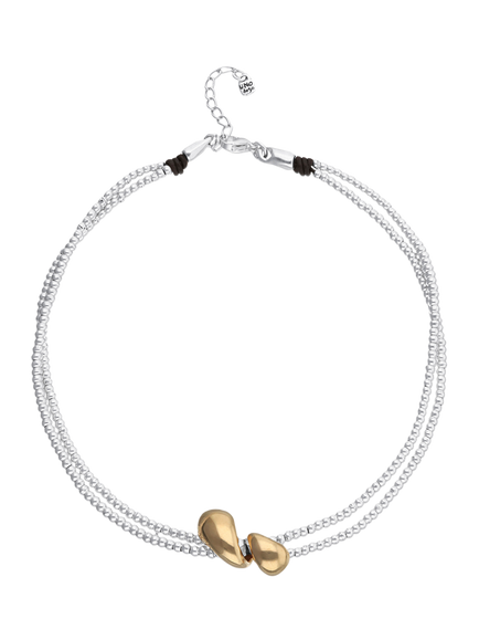 UNOde50 Double Row Beaded Necklace, Silver/Gold, Silver/Gold