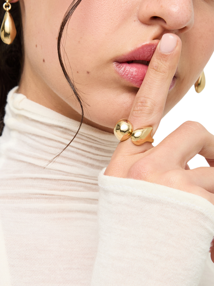 UNOde50 Chunky Sculpted Ring, Gold - view 2, Gold
