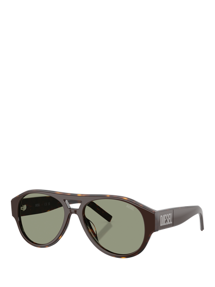 Diesel DL2023 Unisex Round Sunglasses, Brown, Brown