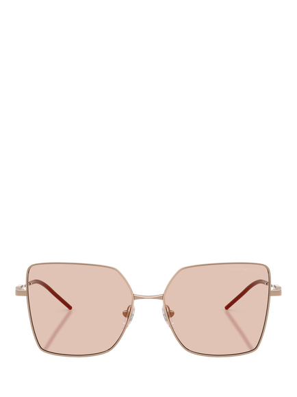 Emporio Armani EA2179 Women's Square Sunglasses, Shiny Rose Gold - view 2, Shiny Rose Gold