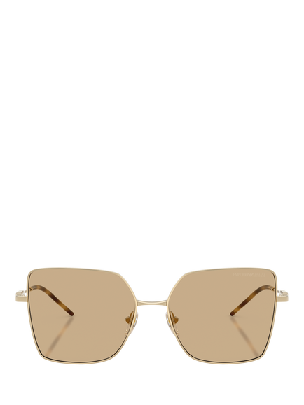 Emporio Armani EA2179 Women's Square Sunglasses, Shiny Pale Gold - view 2, Shiny Pale Gold