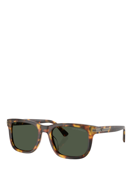 Emporio Armani EA4282 Men's Polarised Square Sunglasses, Shiny Havana Brown, Shiny Havana Brown