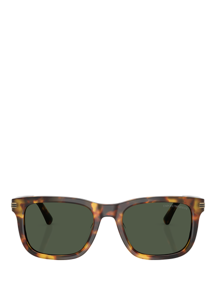 Emporio Armani EA4282 Men's Polarised Square Sunglasses, Shiny Havana Brown - view 2, Shiny Havana Brown