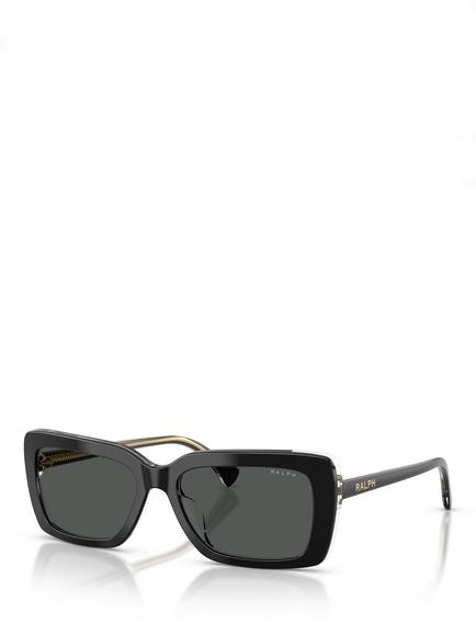 Ralph Lauren Ralph by Ralph Lauren RA5342 Women's Rectangular Sunglasses, Shiny Black On Transparent, Shiny Black On Transparent