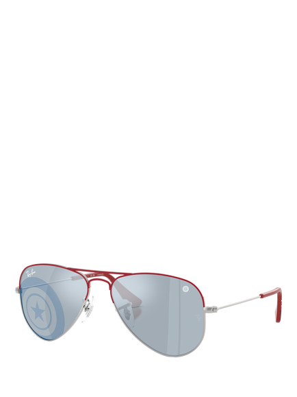Ray-Ban Kids' RJ9506 Aviator Sunglasses, Silver with Top Red, Silver With Top Red
