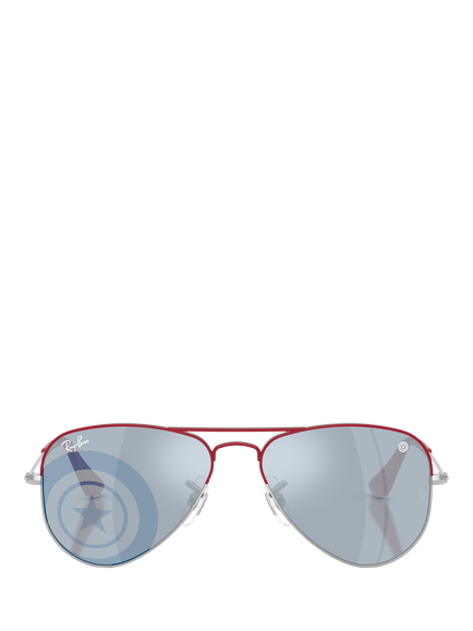 Ray-Ban Kids' RJ9506 Aviator Sunglasses, Silver with Top Red - view 2, Silver With Top Red