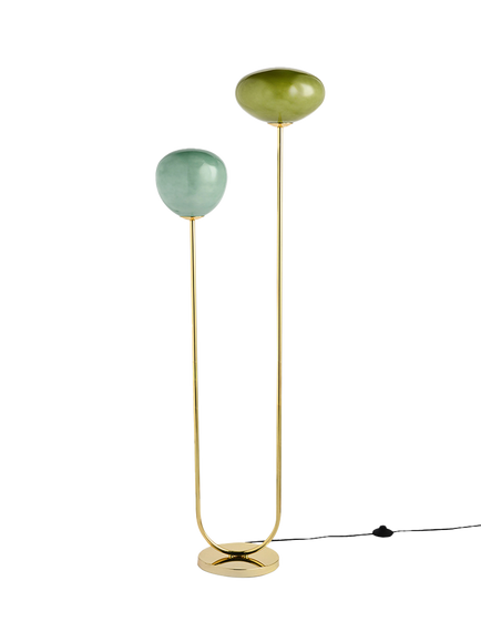 MADE Adrienne 2 Glass Shade Floor Lamp, Green, Green