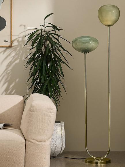 MADE Adrienne 2 Glass Shade Floor Lamp, Green - view 2, Green