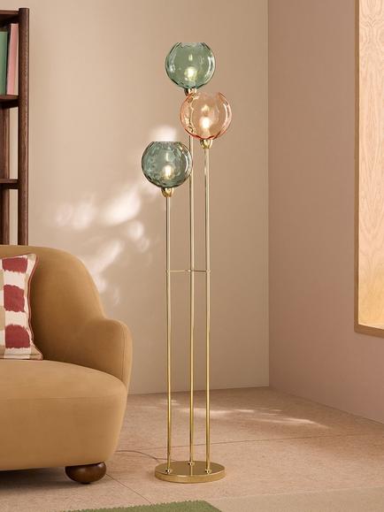 MADE Ilaria Triple Glass Shade Floor Lamp, Pink/Multi - view 2, Pink